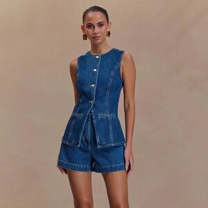 Meshki Abel Denim Button Up Top